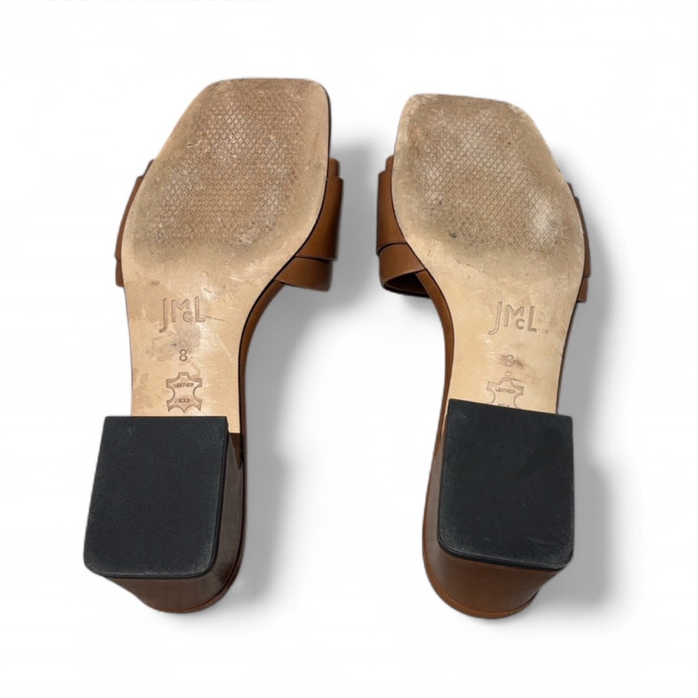 J. McLaughlin Bamboo Buckle Leather Slide Sandals with Block Heel - Picture 13 of 14